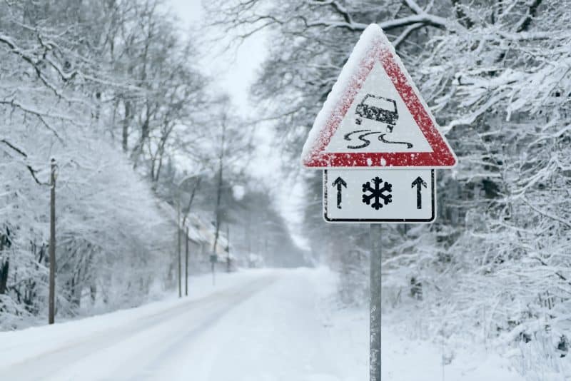 A road in Nashville is iced over due to winter weather.